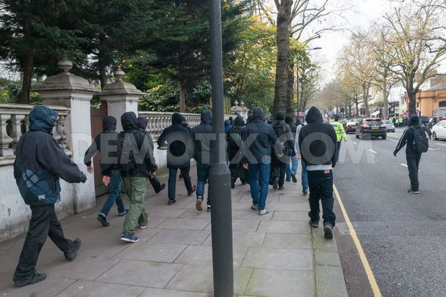 Antifascists head to Holland Park tube...