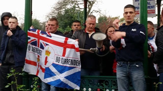 Micky Kirkley (left) at NEI/NF demo Sunderland.