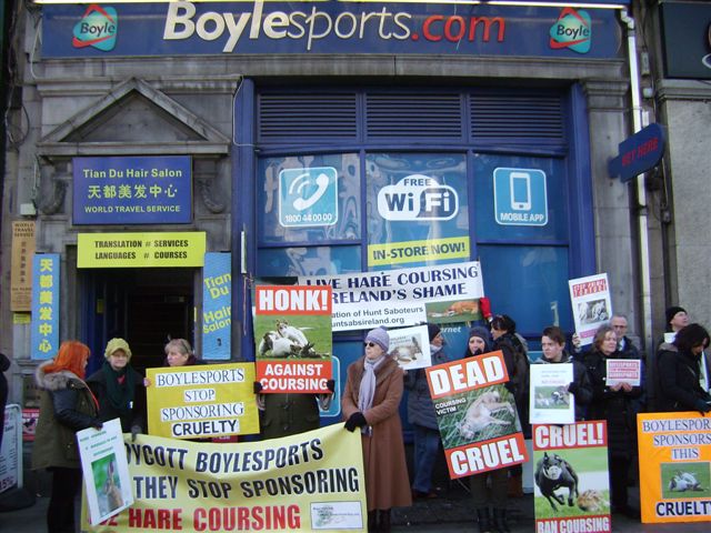 Anti-hare coursing protest at Boylesports office in Dublin