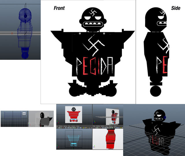 To make a 3D model a reference was created in 2D first to cast the model