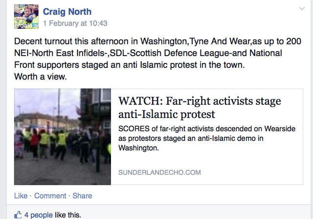 Pegida UK show support to NEi washington Demo on 31st Jan 2015