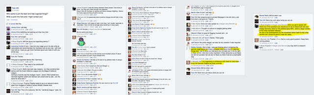 Tom stating he needs help to organize in the UK / plus NPD mentioned and Pegida