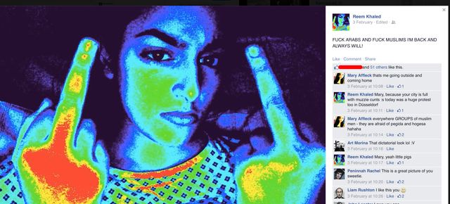 Pegida UK Reem Khaled hate for asians and muslims