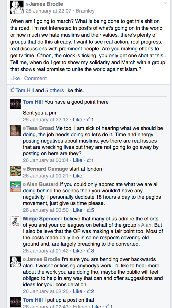 1.4) Pegida UK discuss march locations and cities (RE UPLOAD)