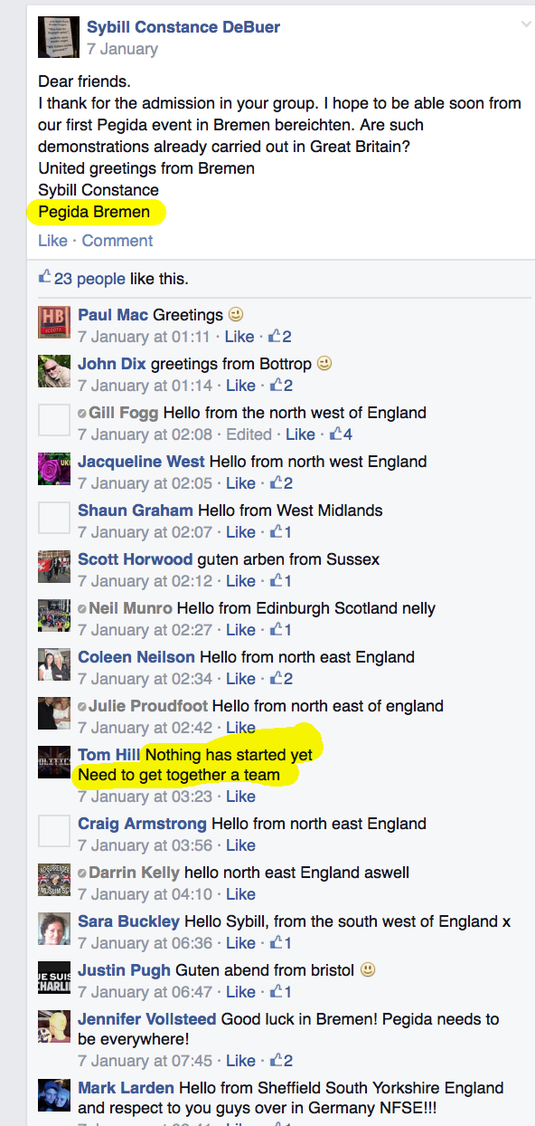 1.7) Pegida UK links with other Pegida group in Bremen