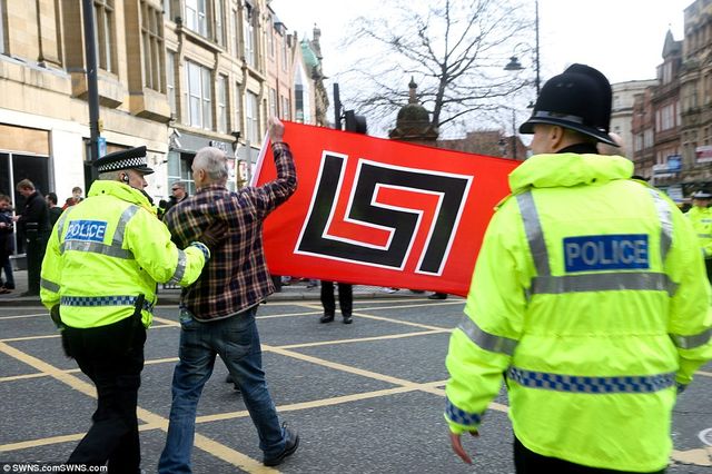 Golden Dawn Nazi at Pegida demo