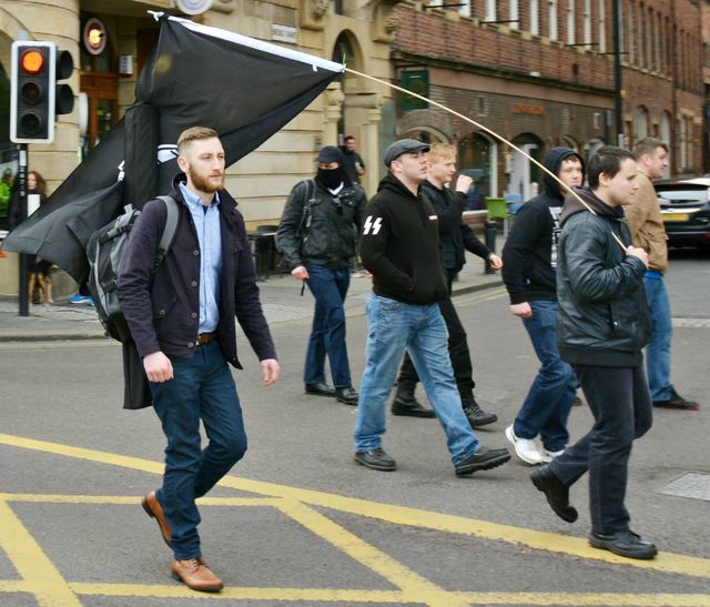 SS armband worn amongst white man march in Newcastle upon tyne
