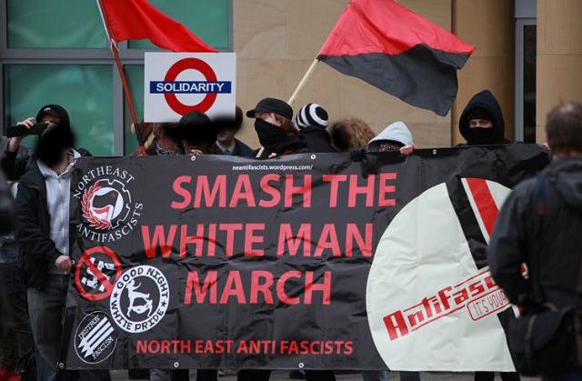 NEAF anti-fascists blocked the white man march's original route and rally point