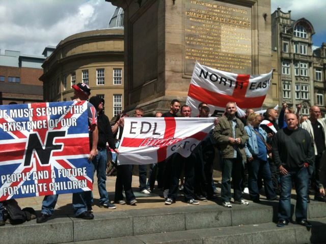 Darren at EDL/NF attack at Monument, Newcastle 2012