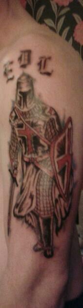 Shaun Williams EDL Tattoo on his left shoulder
