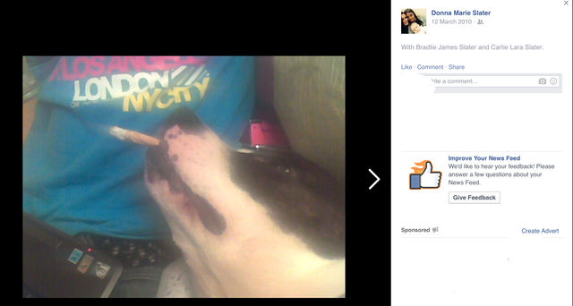 North East EDL Donna Slater gives her own dog a cigarette