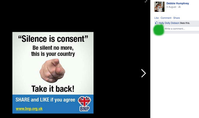 Deborah Humphrey's support for the BNP
