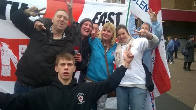 Deborah Humphrey with North East EDL members