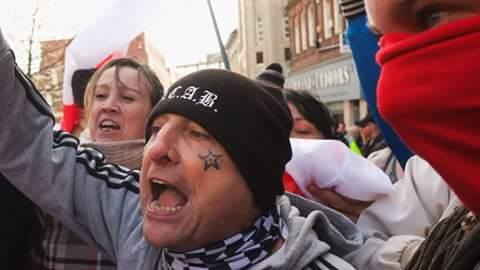 Deborah Humphrey with David McCubbin and other EDL members at Pegida demo