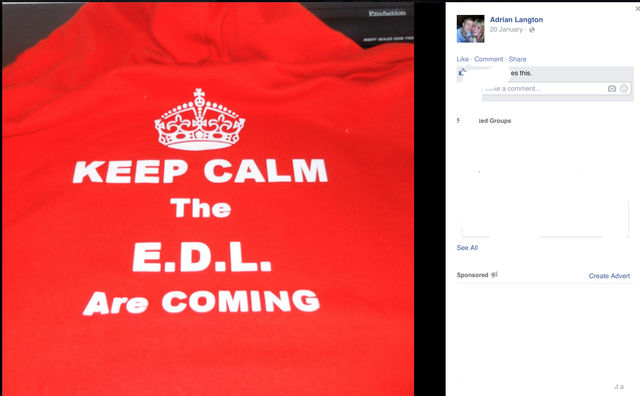 Adrian Langton's EDL t-shirt prints - North East EDL