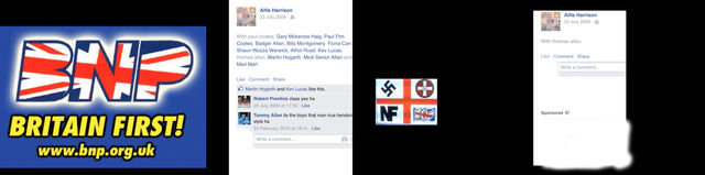 Alfie Harrison support for BNP and other far-right groups since 2009