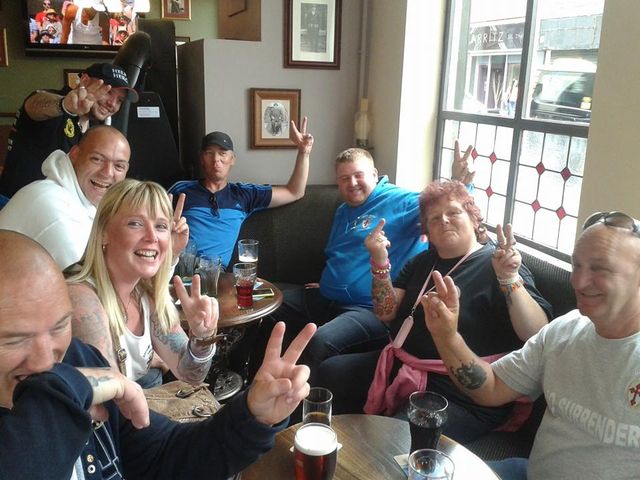 Andrew Doyle with North East EDL members