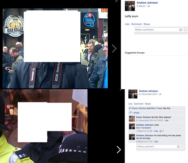 Andrew D Johnson targeting a photographer in Newcastle