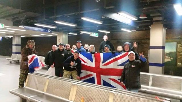 Anthony Dodds with NEI members on route to Pegida demo