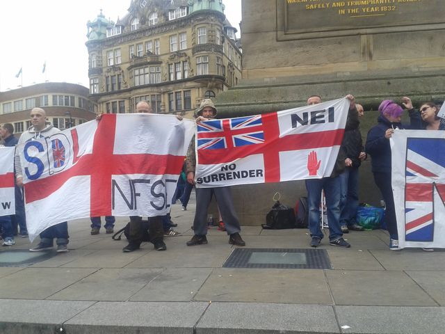 Anthony Dodds photos at NF demo at the Monument in Newcastle