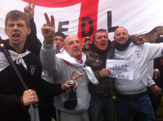 Ashley Smith with North East EDL members