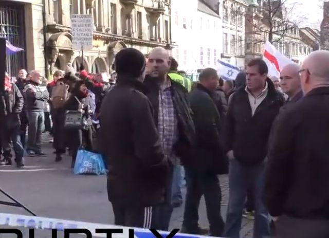 Brian Morrow at Pegida demo in Newcastle