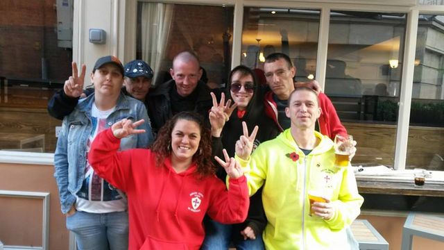 Carl Lintern with North East EDL members