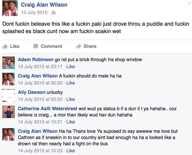 Craig Alan ‘Wilson’ Bell racism