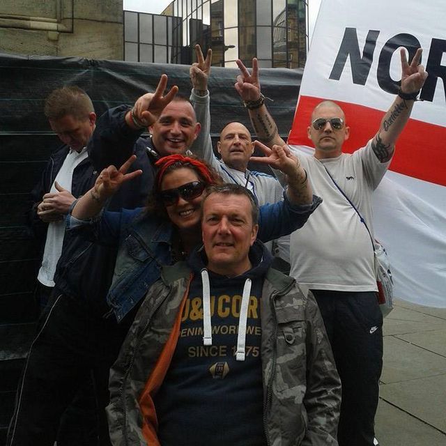 Danielle Richardson and Michael James Grey at EDL flash demo in Newcastle