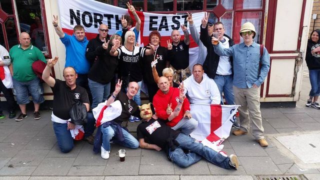 Darrin (Daz) Kelly with North East EDL members