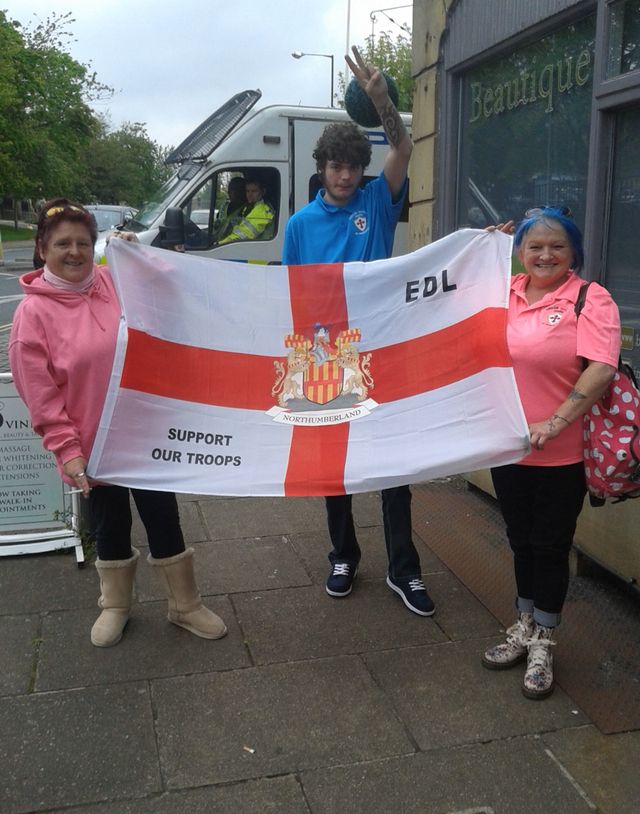 Deirdre with Melissa Williams and Adam Coulthand - North East EDL