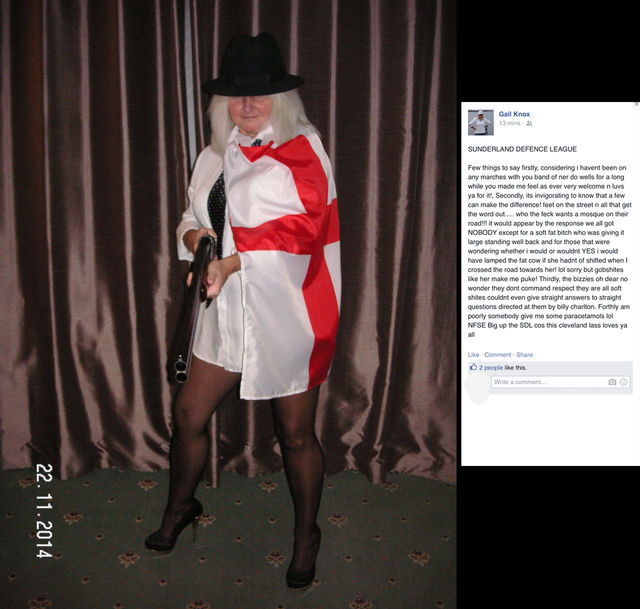 Gail Knox with Shotgun - North East EDL