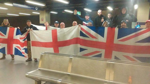 Gavin Hobson - with NEI members on way to Pegida demo