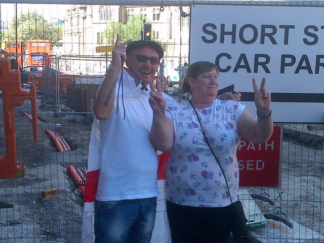 Julie Usher and Billie Steele at EDL demo in Newcastle
