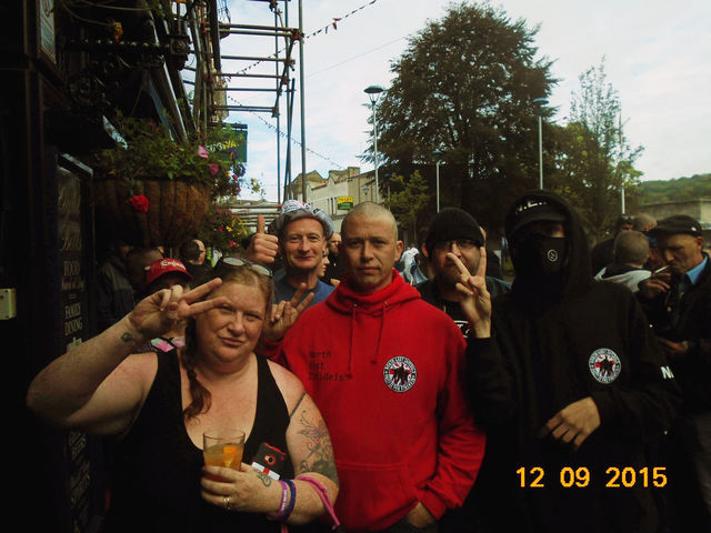 Lee Dyson with Tommy English (masked) and David Williams - NEI