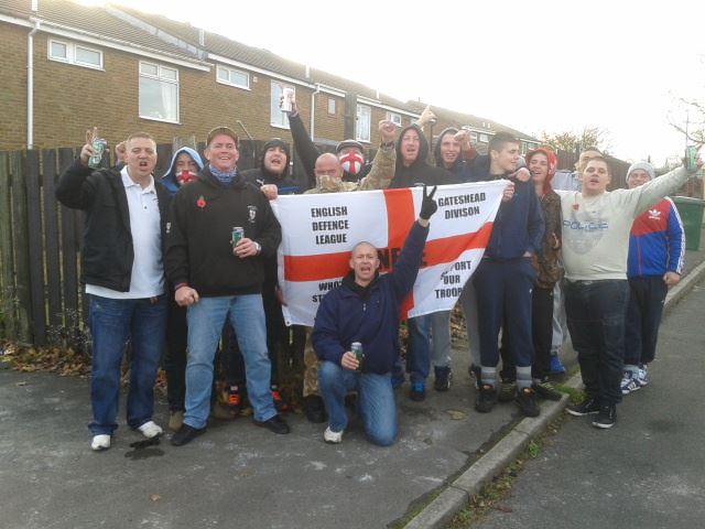 Lee Dyson with North East EDL members