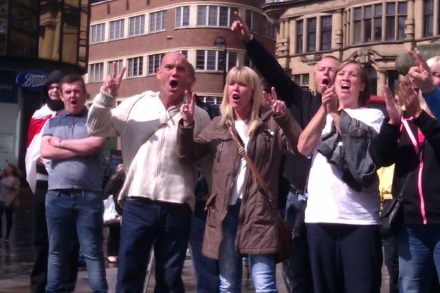 Lee 'England' at North East EDL flash demo, Monument, Newcastle