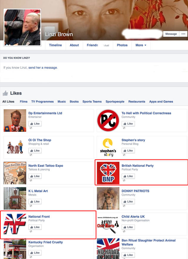 Linzi Brown support for the BNP and National Front