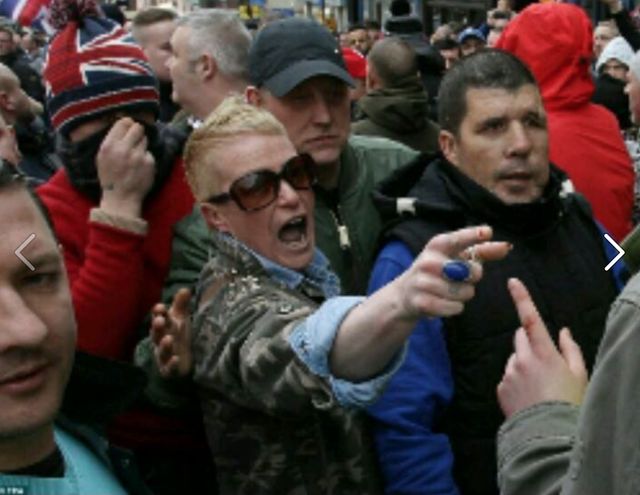 Linzi Brown at Pegida demo in Newcastle