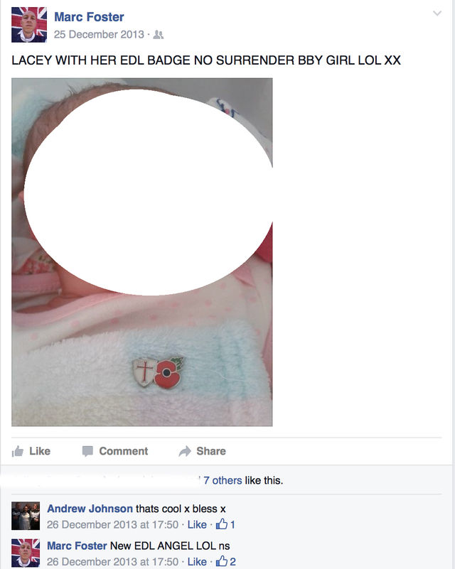 Marc Foster makes baby wear EDL badges - North East EDL