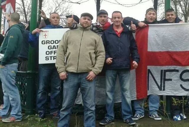 Mark Richard Isadore at NEI demo in Sunderland, 2014