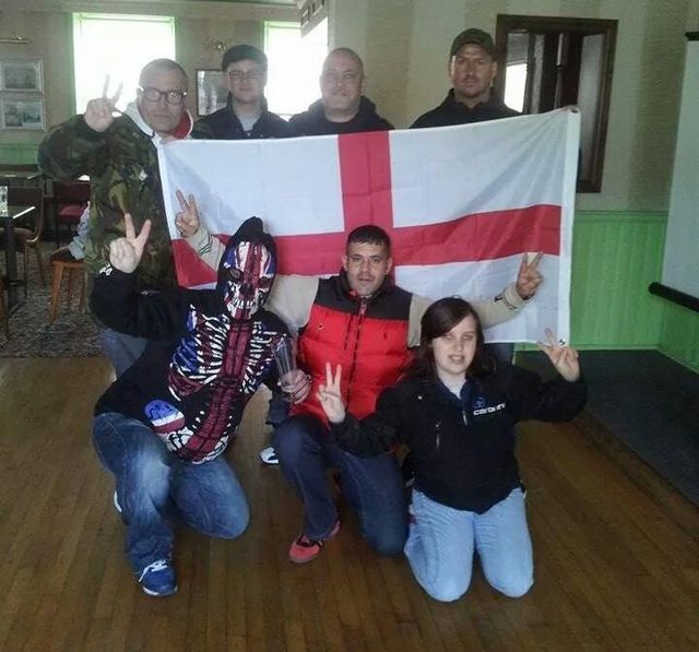 Mark Richard Isadore and NEI members with child abuser EDL member Mark Pearson
