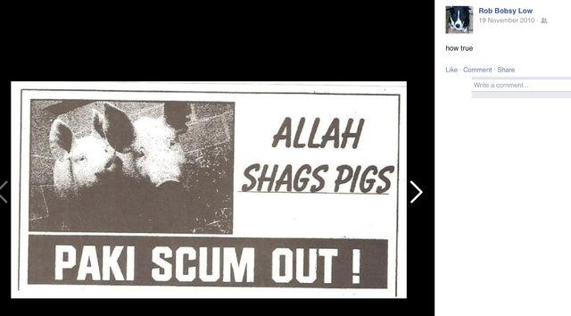 Robert Low's racist posts