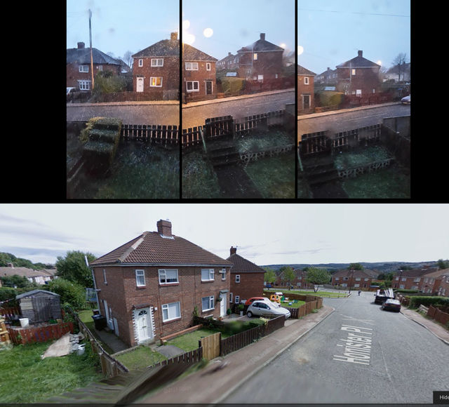 Robert Low street and pictures from the inside of his house.