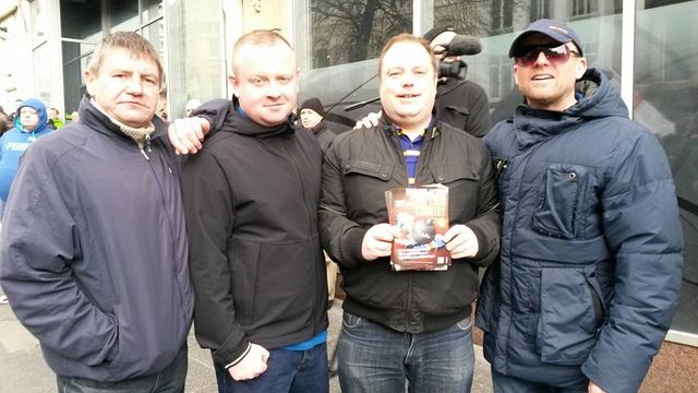 Shaun Ramsay with Tony Hamliton at Pegida demo, Newcastle Feb 2015