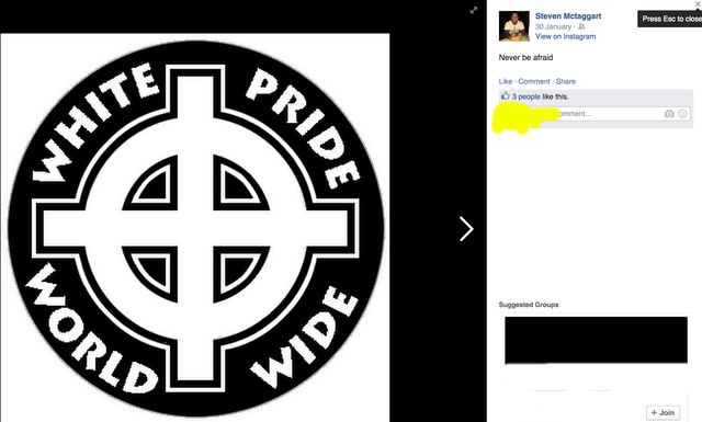 Steven Mctaggart's support for White power