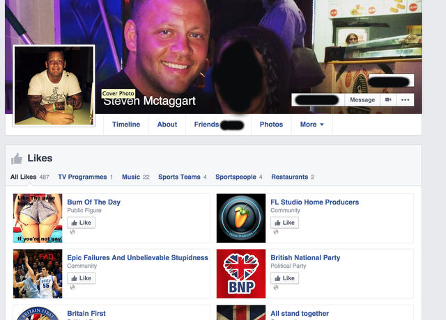 Steven Mctaggart support for the BNP/ British National Party