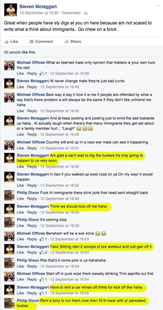 Steven Mctaggart incites to riot.