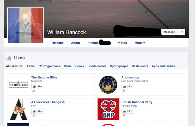 William Hancock's support for the BNP