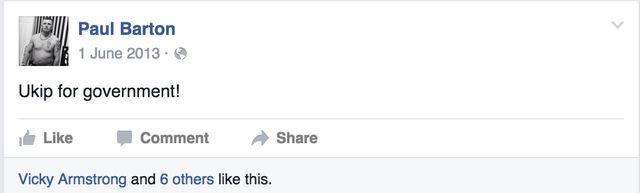 Paul Barton support for UKIP